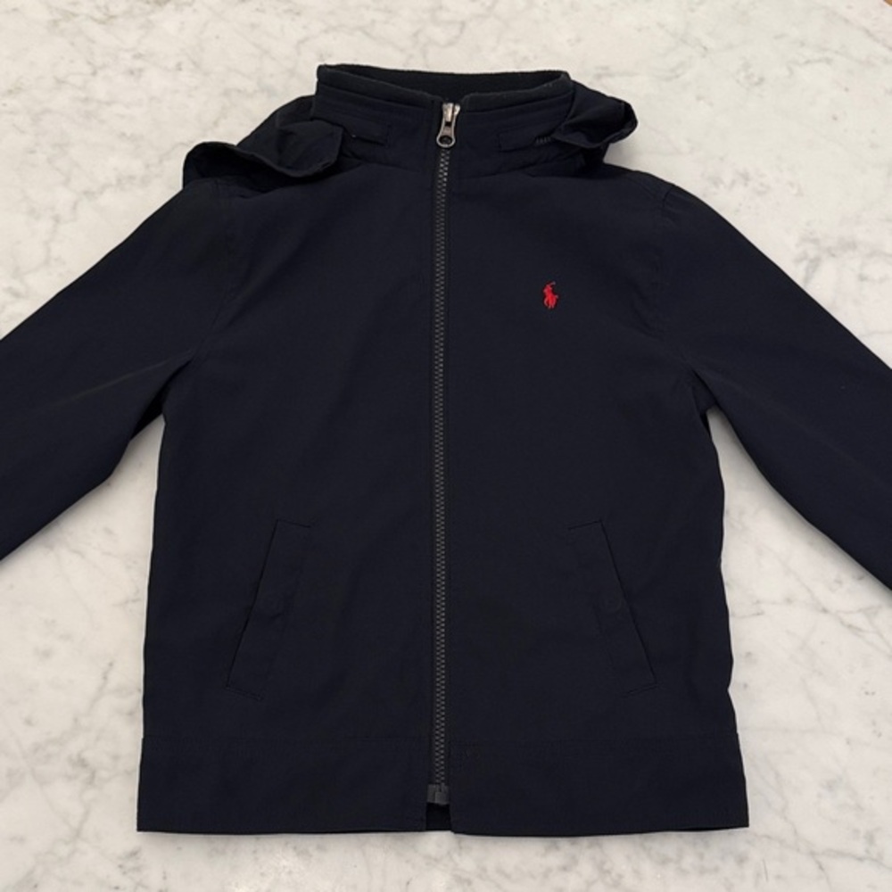 Polo Ralph Lauren Boys Navy Rain Jacket Windbreaker Size 6 Hooded